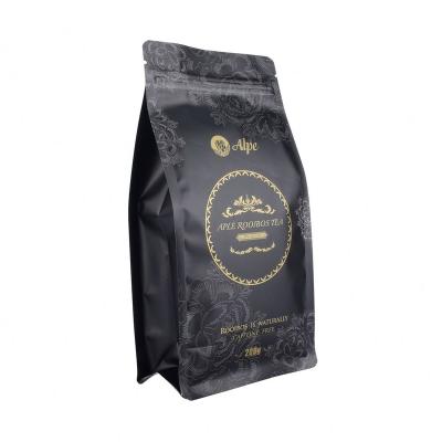 China Reusable Aluminum Foil Bottom Matt Black Coffee Bag Custom Flat Square Barrier Food Grade Coffee Pouch Soft Packaging for sale