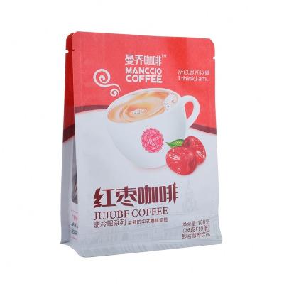 China OEM HDPE Quad Flat Bottom Moisture Proof Custom Printing Plastic Foil Coffee Bag for sale