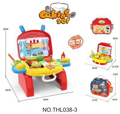 China Plastic Kids Kitchen Toys Suitcase 3in1 Funny Kids Kitchen Set Toys For Kid for sale