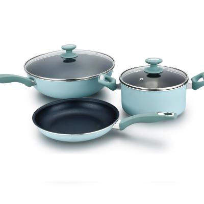 China 2020 Viable Hot Sale Home Cooking Aluminum Kitchenware Non Stick Coating Pans And Pots Cookware Set for sale