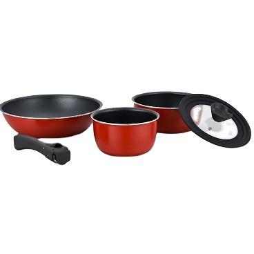 China China New Design Hot Selling Sustainable Aluminum Milk Pot Nonstick Cookware Sets With Removable Handle for sale