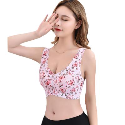 China 2021 Women's Moderate Support Cup Yoga Leopard Print Wireless Detachable Sports Bras QUICK DRY for sale