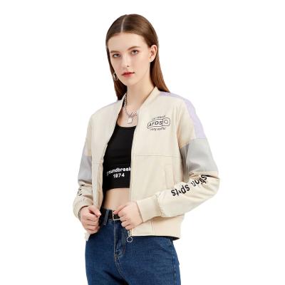 China Waterproof Jacket Women 2021 Spring And Autumn Quilted Jacket Baseball Uniform Color Matching Printed Bomber Jacket Women for sale