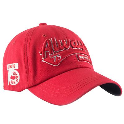 China JOINT Red Always75 3D Cotton Embroidery Custom Dad Hats 100% Multi Color For Choose for sale