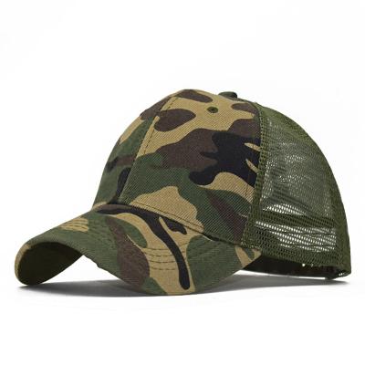 China Wholesale COMMON Trucker 6 Panel Army Half Mesh Hat Camouflage Camouflage Military Mesh Hat for sale