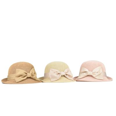 China 2021 Wholesale Dobby Women Fail Bow Sun Straw Hat Caps for sale