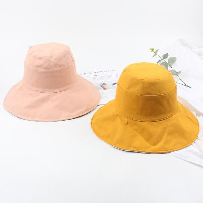 China Fashion\Comfortable Soft Brim 100%\Durable Cotton Reversible Wide Brim Women Bucket Hat With Yarn Inside To Keep Shape And Self Removable Cloth Twine for sale