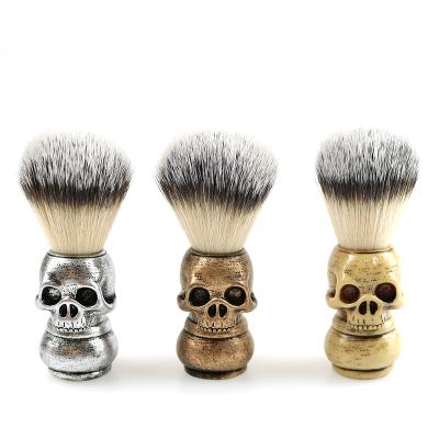 China Barber Shop Led On Face Tool Clean Bubble Sweeping Retro Skulls Fiber Brush Mao Hu Men Shave Shaving Brush for sale