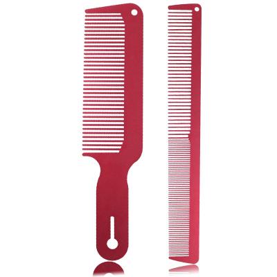 China Barber Parting Thin Aluminum Comb Flat Surface Comb Carbon Fiber Superb Haircut Home Styling Comb for sale