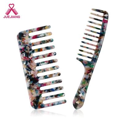 China Portable Wide Round Acetic Acid Detangle Tooth Hair Comb Waterproof Super Acrylic Marble Pattern Leopard Hair Comb for sale