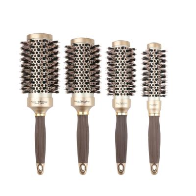 China Wholesale Duct Hair Comb Barrel Boar Bristle Hair Brush Solid Wooden Curling Detangling Combs for sale