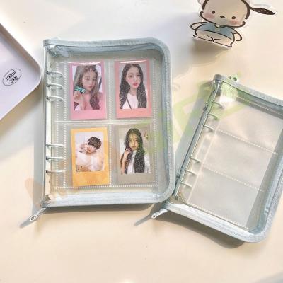 China Cloth Custom 6 Ring Limit A5 Clearly Sparkle Transparent Softcover Mini Photo Album Cards Collecting Book for sale