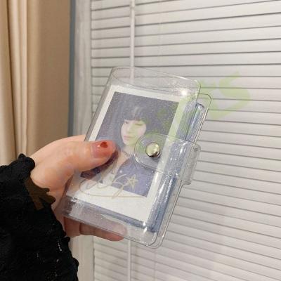 China Clear Glitter Plastic PVC Fabric Cloth 3 Inch Micro Storage Photo Album Mini Pocket Kpop Cards For Girls for sale