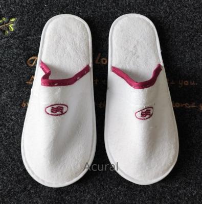 China High Quality Luxury Five Star Fleece Home Hotel Spa Anti Slip EVA Sole Indoor Bathroom Slippers For Hotel Spa for sale