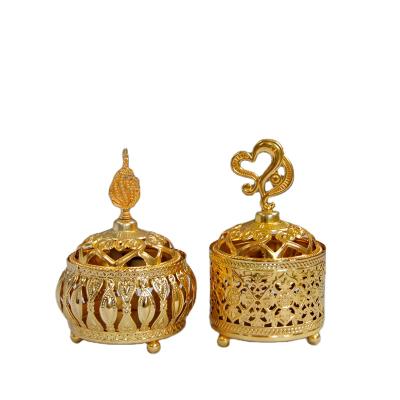 China 2021 Hot New Metal Gold Portable Censer Middle East Luxury Arabic Incense Holder Mabkhara Hard for sale