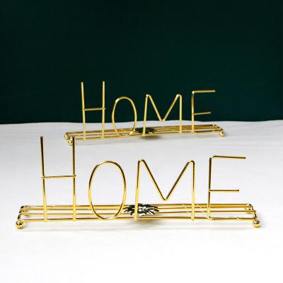 China Gold European English Iron Word Decorative HOME Metal Letters HOME Simple Modern Office Decoration for sale