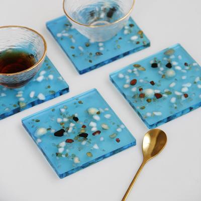 China Hard Blue Mediterranean Simple Fresh Tea Area Rug Middle East Wind Square Resin Cup Carpet Arab Carpet for sale