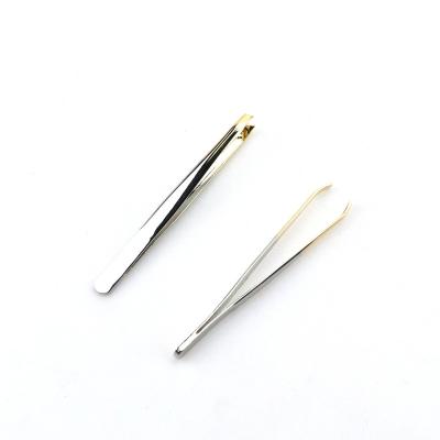 China Mini Makeup Tool Wholesale Private Non-Specific Label Eyelash Extension Stainless Steel Shiny Gold Tweezers for sale