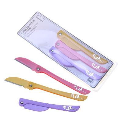 China Hot Sale 3Pcs/Set Stainless Steel Bendable Eyebrow Razor Trimmer Remover Stainless Steel Shaper Prevent Scratches For Women for sale