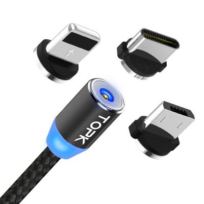 China TOPK AM23 1M LED USB Magnetic Charging Cable Free Shipping Strong Magnetic Charging Micro Type C USB Cable for sale