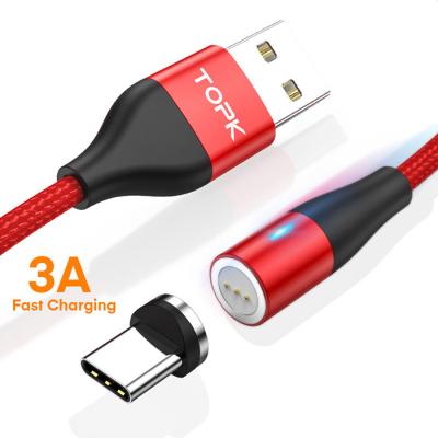 China 18W QC3.0 Quick Charging Fast Charging Magnetic Type Free Shipping TOPK AM60 2M 3A QC3.0 USB C Cable for sale