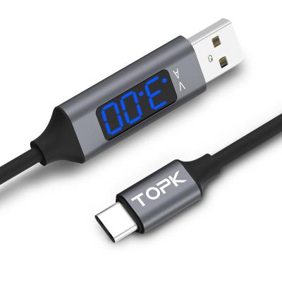 China Current & Free Shipping TOPK AC32 Charging LED Display Micro USB Type C Voltage and Current Display Charging Cable for sale