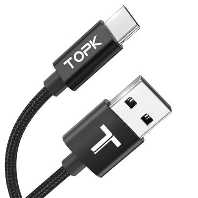 China Free Shipping 5V/3A Charging Cable Fast Charging (Max) TOPK 3A 1M Nylon Braided Micro USB C Type for sale