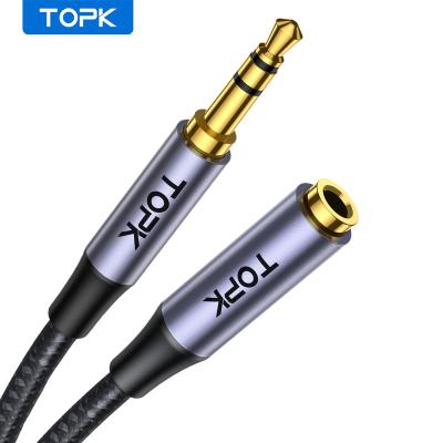 China TOPK YP10 Car Male 3.5mm Jack Audio Extension Aux Cable to Female for Phone Headphone Laptop PC for sale