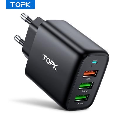 China 2021 New Arrivals TOPK B210P 20W USB C Wall Charger Portable Mobile Phone Fast Charging Fast Charger 30W QC3.0 For iPhone 12 for sale