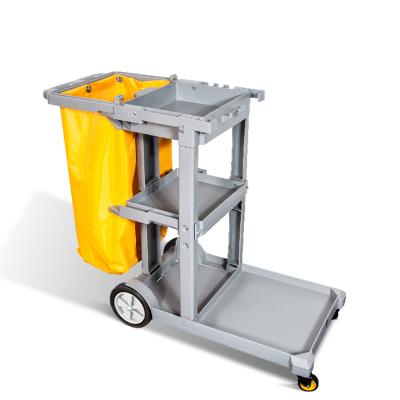 China Other factory wholesale gray multifunctional plastic hotel commercial cleaning wringing cart for sale