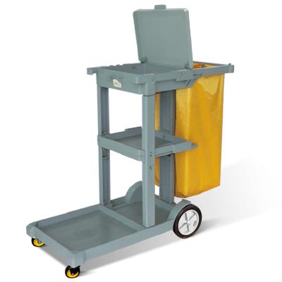 China Other factory wholesale gray multifunctional plastic hotel commercial wringed cleaning cart with lid for sale