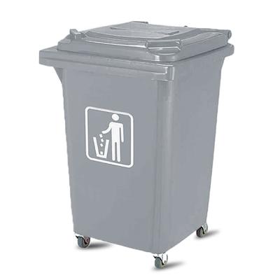 China Other 60L Hotel Lobby Airport School Hospital Outdoor Mobile Plastic Trash Can for sale