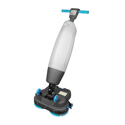 China Hotels Mini Foldable Scrubber Dryer Hand Push Electric Cordless Scrubber /Walk Behind Foldable Floor Scrubber for sale