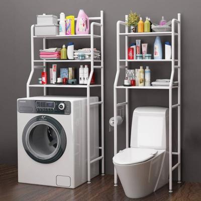 China Storage Bathroom Shelf Floor Wall Hanging Toilet Shower Room Washing Machine Toilet Storage Shelf for sale