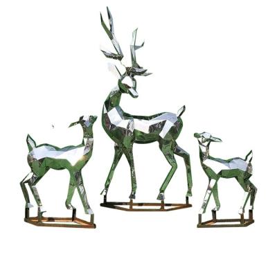 China Low Price Modern Mirror Stainless Steel Sculpture In Outdoor Artificial Luxury Custom Made Deer Sculpture for sale