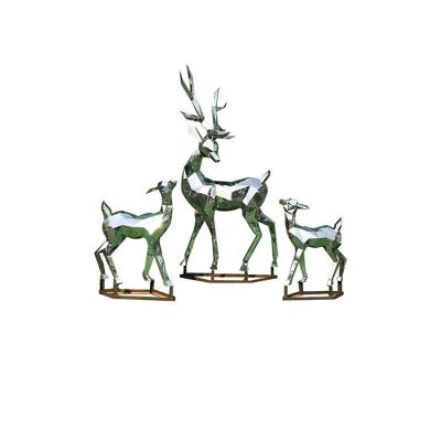 China Modern Stainless Steel Cube Metal Sculptures China Manufacture Professional Artificial Mirror Deer For Modern Home Decorative for sale