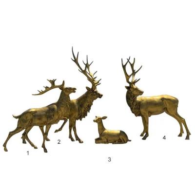 China Large Fiberglass Europe Christmas Outdoor Animal Sculpture Imitation Copper Elk for sale