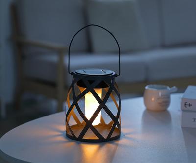 China Garden Snowproof Led Solar Candle Light Flickering Candle Outdoor Lighting Hanging Smokeless Solar Lantern For Camping Garden for sale