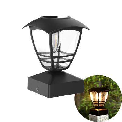 China Garden Lighting Waterproof Outdoor Sensor Vintage Edison Bulb Fence Mount Solar Powered Post Cap Light for sale