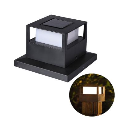 China Garden Solar Power Led gate Pillar Lamp Outdoor Garden Fence Square Yard Post Cap Lights Column Head Lamp for sale