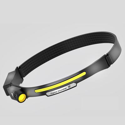 China Camping Lightweight Waterproof COB 100 degrees LED Wide Beam Rechargeable belt type running Head led lamp with Motion Sensor for sale