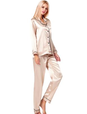 China 2022 Hot Selling QUICK DRY Loungewear Sleepwear Two Piece Pajamas Women Satin Silk Pajamas Sets Lady Nightwear for sale