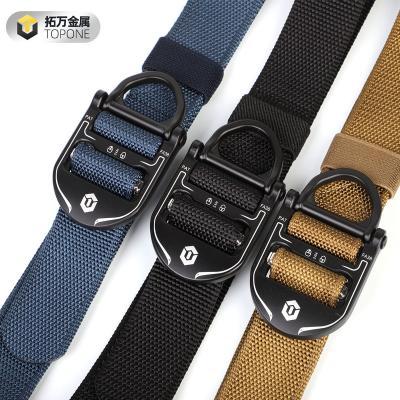 China Fast-Drying Heavy-Duty Buckle Men's Quick-Drying Alloy Buckle D-Ring Gun Tactical Belt Military Belt for sale