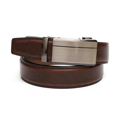 China Fashion Luxury Men's Leather Belt Buckle Leather Belt Automatic Ratchet Strap Belt Jeans Business Gift for sale