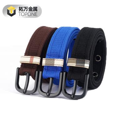 China Black High Elastic Fashion Pin Buckle Webbing Belt Mens Casual Elastic Web Belts for sale