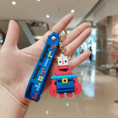 China New Cartoon Blocks Eugene H Key Chain Car Bag Key Pendant Creative Cute Stock Number Pendant Key Chain for sale