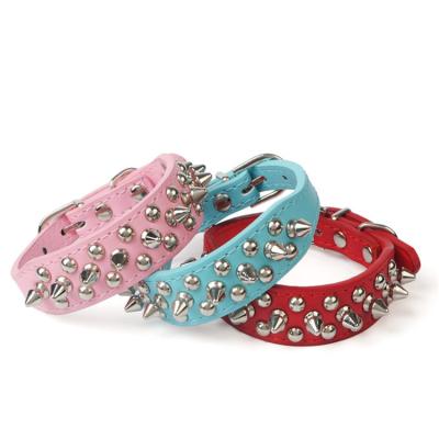 China Custom Mushrooms Nailed Rivet Studded PU Collar For Dogs Adjustable Anti-bite Pet Collar With Mushrooms Pointed Rivet for sale