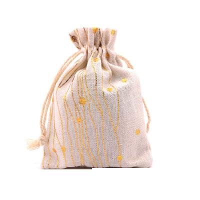 China Promotional Gifts Size 10*14cm Eco Christmas Canvas Cotton Drawstring Bags For Gifting for sale