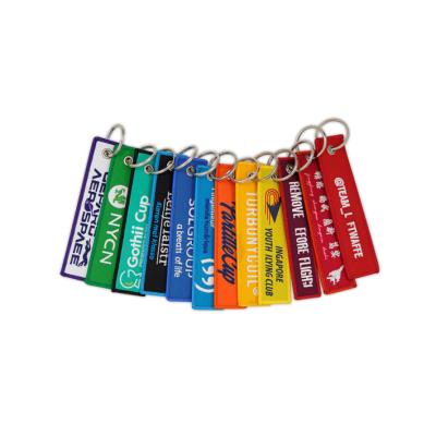 China Durable Fashion Promotion Gift Branded Custom Embroidery Woven Key Chain Strap Personalized Key Chains for sale