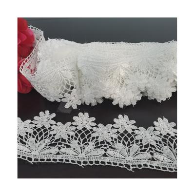 China Factory direct sales viable white flower lace material embroidery for sale